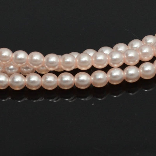 Glass Pearls - 3mm - Round - Light Creamrose (Strand 59)