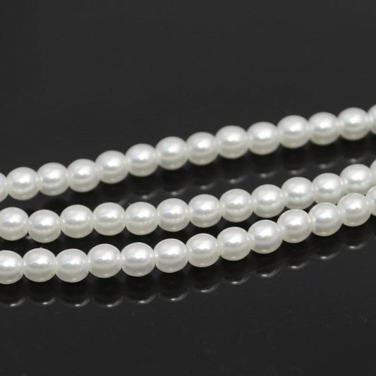 Glass Pearls - 4mm - Round - White (strand 45)