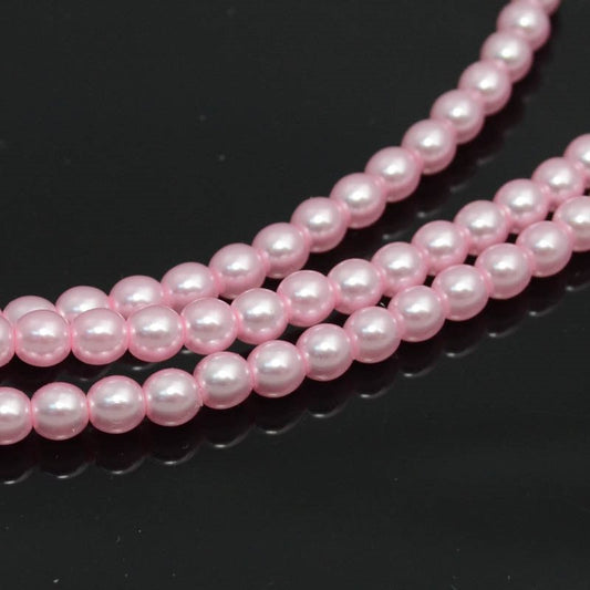 Glass Pearls - 4mm - Round - Baby Pink (strand 45)
