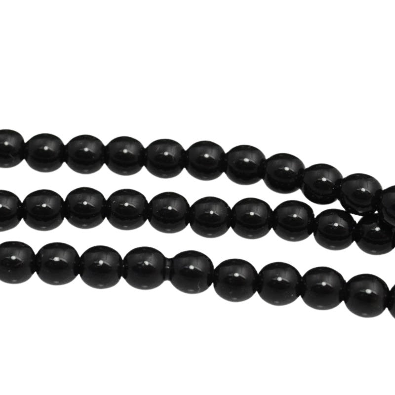 Glass Pearls - 4mm - Round - Black (strand 45)