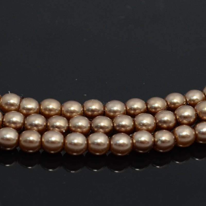 Glass Pearls - 4mm - Round - Bronze (strand 45)