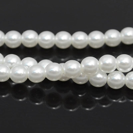 Glass Pearls - 6mm - Round - White (strand 30)