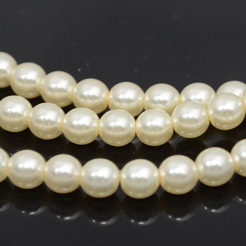 Glass Pearls - 6mm - Round - Cream (strand 30)