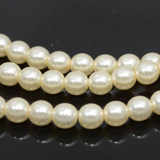 Glass Pearls - 6mm - Round - Cream (strand 30)