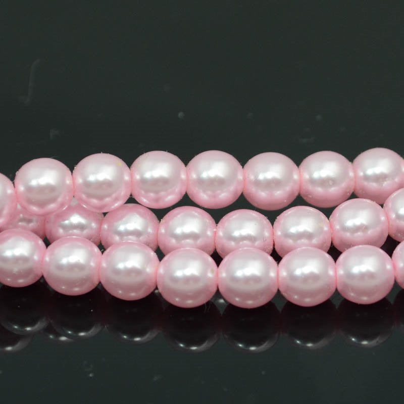 Glass Pearls - 6mm - Round - Baby Pink (strand 30)