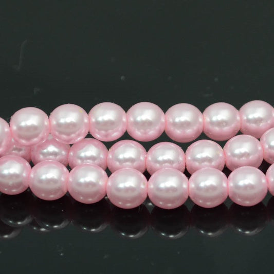Glass Pearls - 6mm - Round - Baby Pink (strand 30)