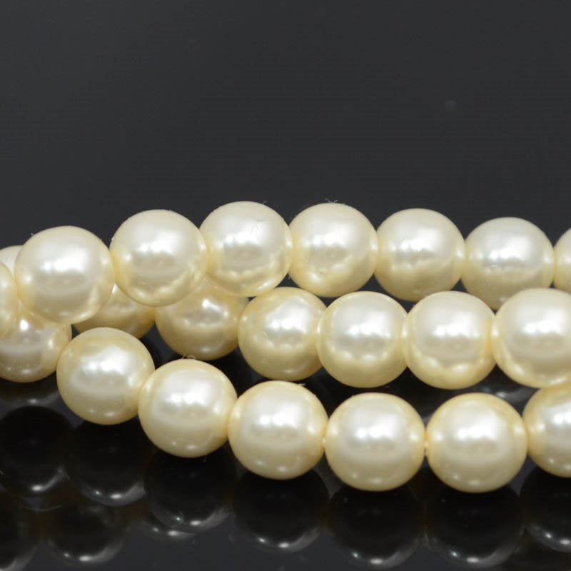 Glass Pearls - 8mm - Round - Cream (Strand 22)
