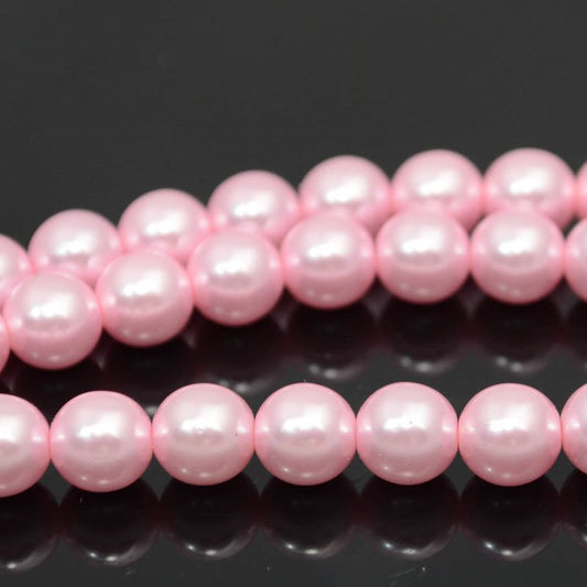 Glass Pearls - 8mm - Round - Baby Pink (Strand 22)