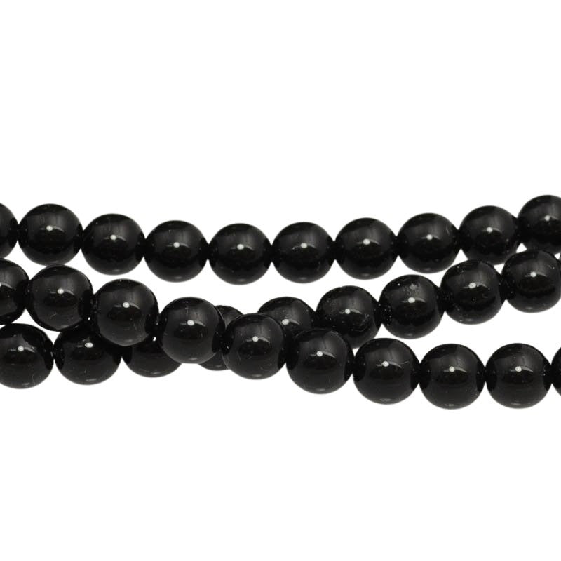 Glass Pearls - 8mm - Round - Black (Strand 22)