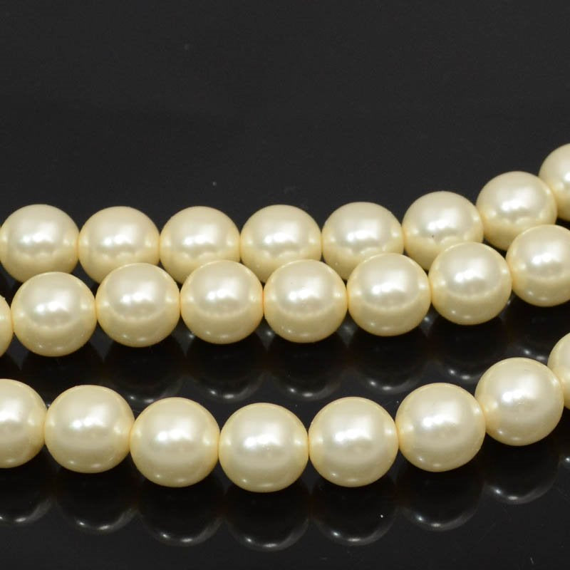 Glass Pearls - 10mm - Round - Cream (Strand 17)