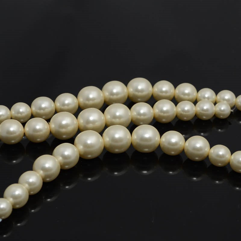 Glass Pearls - 10-16mm - Graduated Rounds - Cream (Strand 13)