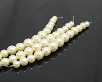 Glass Pearls - 10-16mm - Graduated Rounds - Cream (Strand 13)