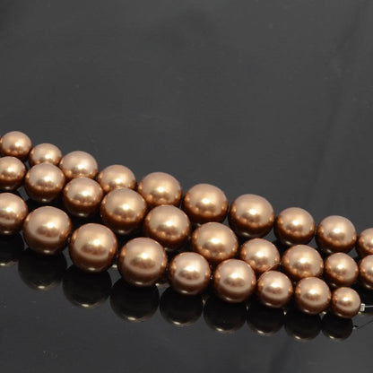 Glass Pearls - 10-16mm - Graduated Rounds - Bronze (Strand 13)