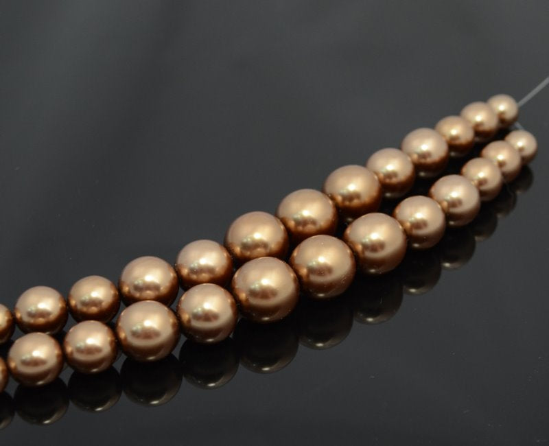 Glass Pearls - 10-16mm - Graduated Rounds - Bronze (Strand 13)