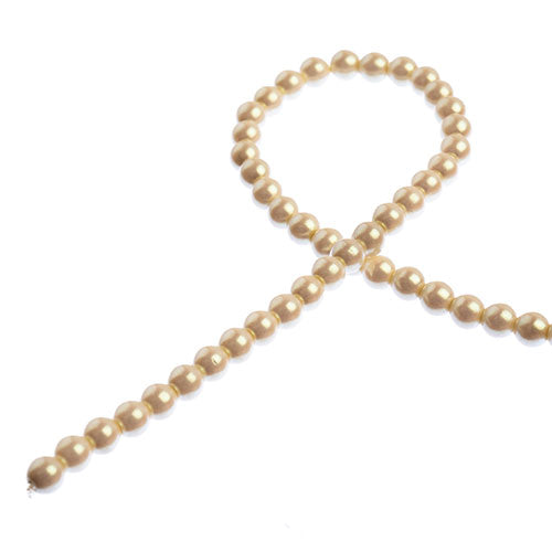 Glass Pearls - 4mm - Round - Iridescent Light Cream (Strand 45)
