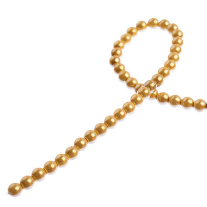 Glass Pearls - 4mm - Round - Iridescent Dark Cream (Strand 45)