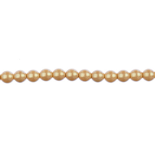Glass Pearls - 4mm - Round - Iridescent Dark Cream (Strand 45)