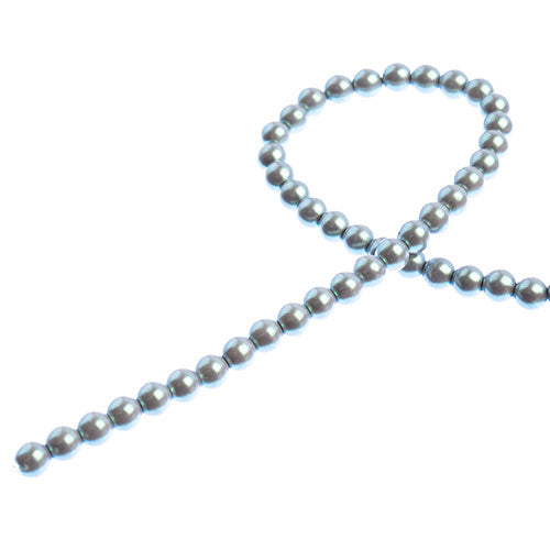 Glass Pearls - 4mm - Round - Iridescent Grey (Strand 45)