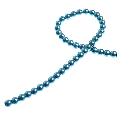 Glass Pearls - 4mm - Round - Iridescent Blue Grey (Strand 45)