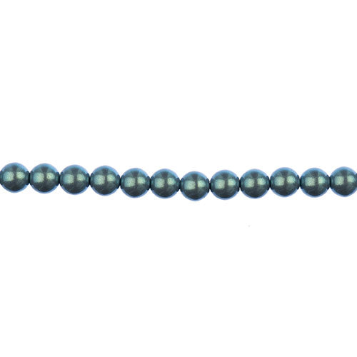 Glass Pearls - 4mm - Round - Iridescent Blue Grey (Strand 45)