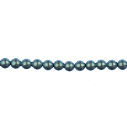 Glass Pearls - 4mm - Round - Iridescent Blue Grey (Strand 45)
