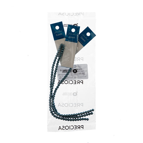 Glass Pearls - 4mm - Round - Iridescent Blue Grey (Strand 45)