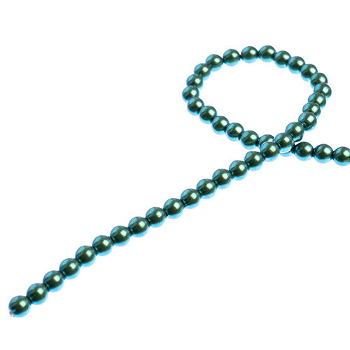 Glass Pearls - 4mm - Round - Iridescent Green (Strand 45)