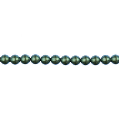 Glass Pearls - 4mm - Round - Iridescent Green (Strand 45)