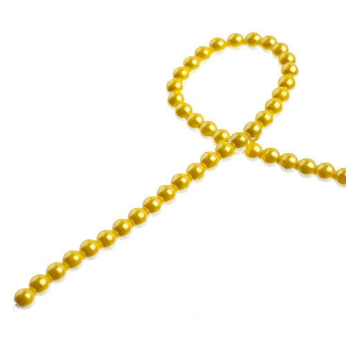 Glass Pearls - 4mm - Round - Iridescent Yellow (Strand 45)