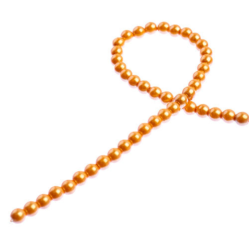 Glass Pearls - 4mm - Round - Iridescent Orange (Strand 45)