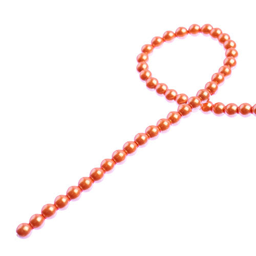 Glass Pearls - 4mm - Round - Iridescent Light Coral (Strand 45)