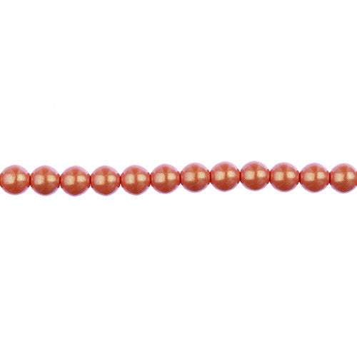 Glass Pearls - 4mm - Round - Iridescent Light Coral (Strand 45)