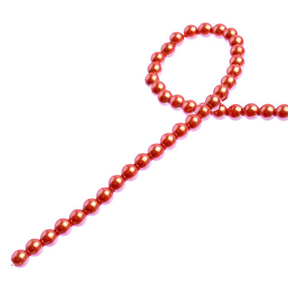 Glass Pearls - 4mm - Round - Iridescent Coral (Strand 45)