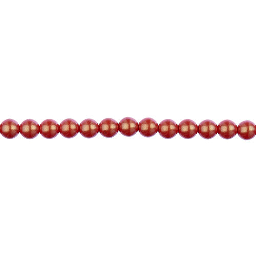 Glass Pearls - 4mm - Round - Iridescent Coral (Strand 45)