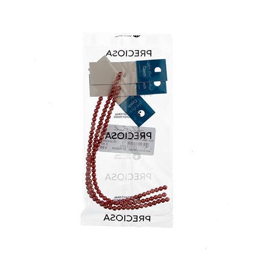 Glass Pearls - 4mm - Round - Iridescent Coral (Strand 45)