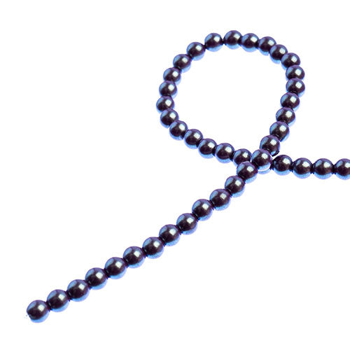 Glass Pearls - 4mm - Round - Iridescent Purple (Strand 45)