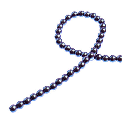Glass Pearls - 4mm - Round - Iridescent Purple (Strand 45)
