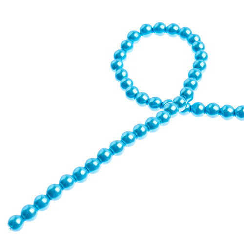 Glass Pearls - 4mm - Round - Iridescent Aqua (Strand 45)