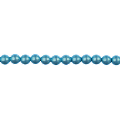Glass Pearls - 4mm - Round - Iridescent Aqua (Strand 45)