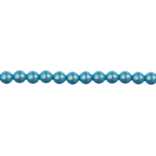 Glass Pearls - 4mm - Round - Iridescent Aqua (Strand 45)