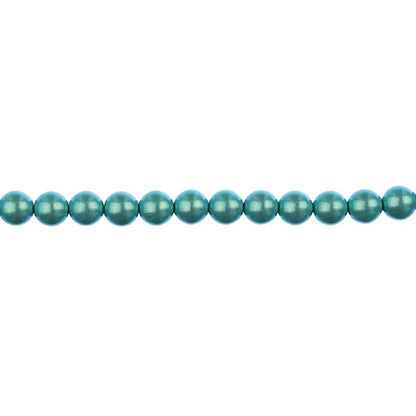 Glass Pearls - 4mm - Round - Iridescent Turquoise Green (Strand 45)