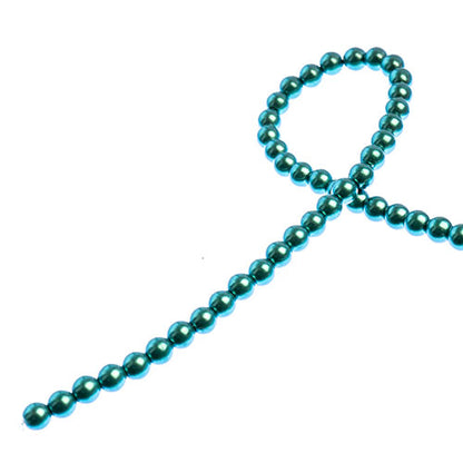 Glass Pearls - 4mm - Round - Iridescent Emerald Green (Strand 45)