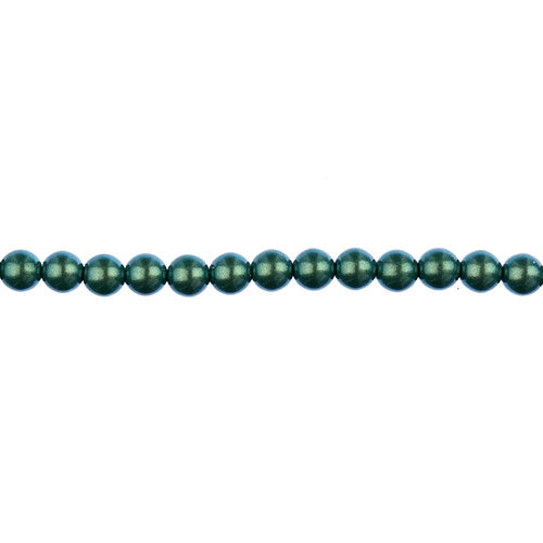 Glass Pearls - 4mm - Round - Iridescent Emerald Green (Strand 45)