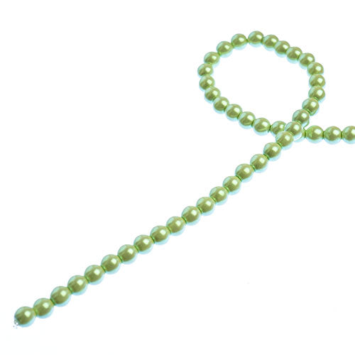 Glass Pearls - 4mm - Round - Iridescent Light Pea (Strand 45)