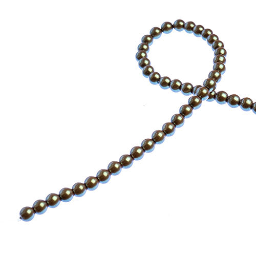 Glass Pearls - 4mm - Round - Iridescent Hazelnut (Strand 45)