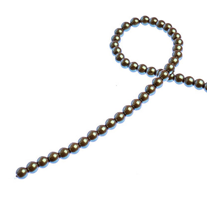 Glass Pearls - 4mm - Round - Iridescent Hazelnut (Strand 45)