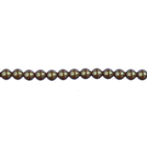 Glass Pearls - 4mm - Round - Iridescent Hazelnut (Strand 45)