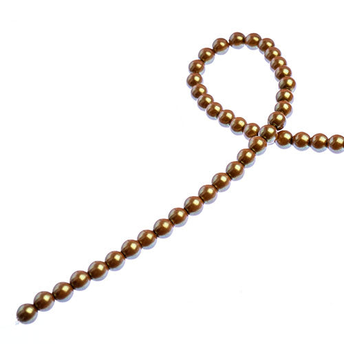 Glass Pearls - 4mm - Round - Iridescent Sandy Brown (Strand 45)