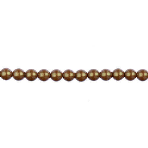 Glass Pearls - 4mm - Round - Iridescent Sandy Brown (Strand 45)