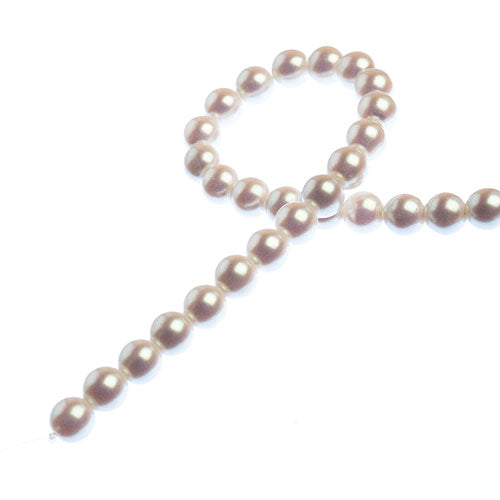 Glass Pearls - 6mm - Round - Iridescent White (Strand 30)